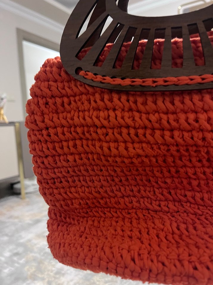 Örgü Kahverengi Kadın Çanta - Görsel 3