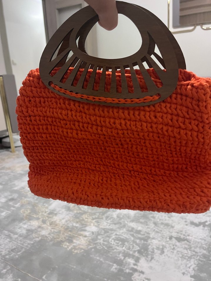 Örgü Kahverengi Kadın Çanta - Görsel 4