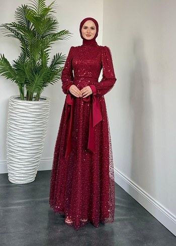 44 Beden bordo Renk Bordo Abiye