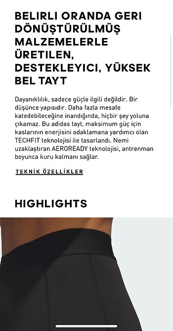l Beden siyah Renk Adidas kadın performance tayt