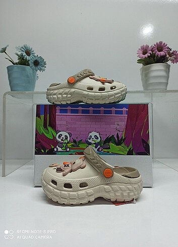 Twingo Önü Kapalı Crocs Çift Taban Krem Kahve 28-29