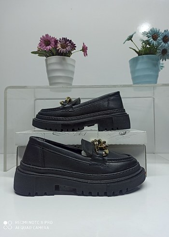 Siyah Yüksek Taban Rungan Kadın Loafer