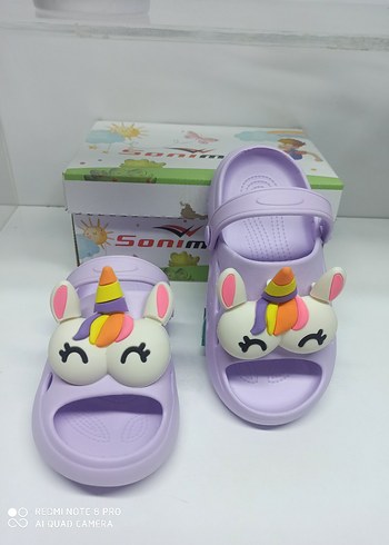30 Beden Sonimix Yumuşak Ve Hafif Mor Renkli Unicorn Desenli Kız Terliği