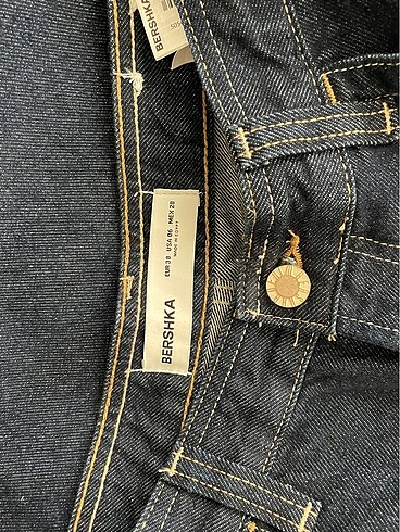 38 Beden lacivert Renk bershka wide lag jean