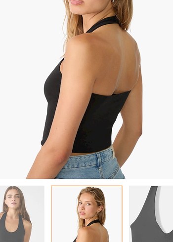 s Beden siyah Renk Siyah/ Beyaz Halter Yaka Kolsuz Crop Top