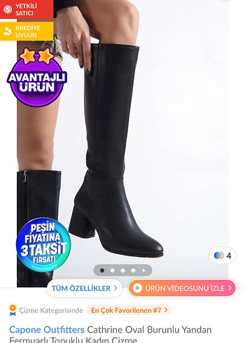 Capone Outfitters Kadın Siyah Topuklu Çizme - Görsel 2