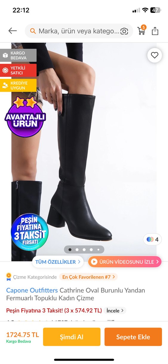 Capone Outfitters Kadın Siyah Topuklu Çizme - Görsel 2