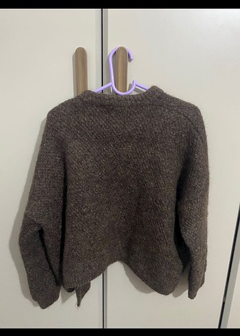 Kadın Kahverengi Örgü yün hırka - Görsel 2