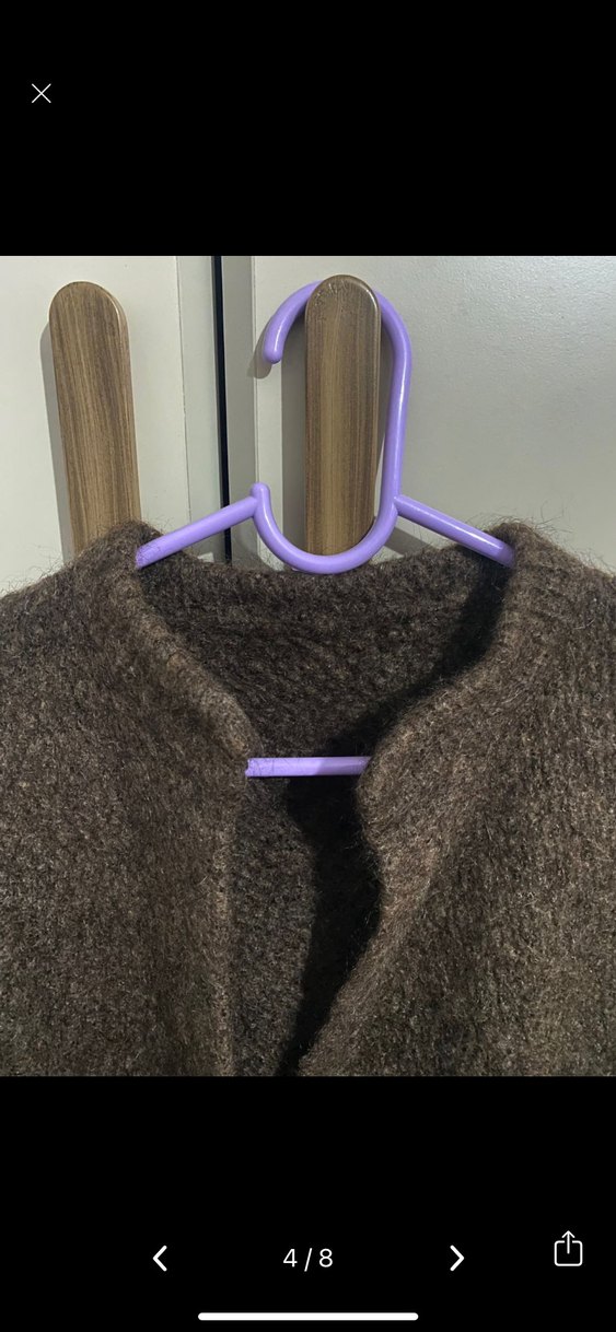 Kadın Kahverengi Örgü yün hırka - Görsel 3