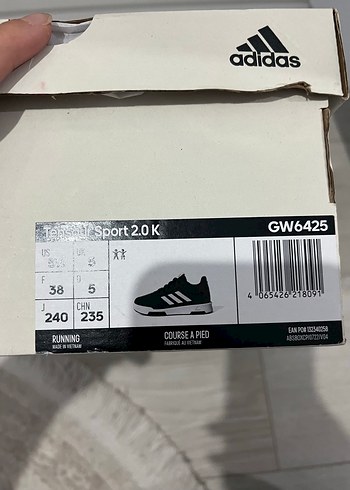 38 Beden Adidas Tensaur Spor Siyah Ayakkabı
