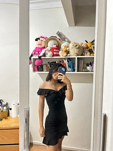 s Beden Siyah mini elbise