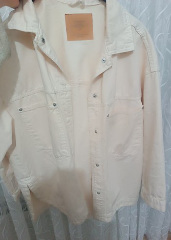 Düğmeli krem kot ceket - Görsel 3