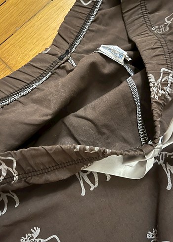 m Beden Kahverengi Desenli Pijama Altı