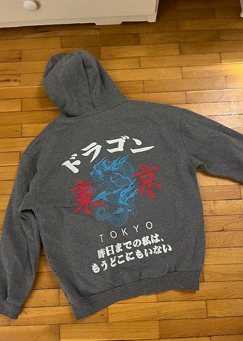 Zara Gri Baskılı Street Style Sweatshirt