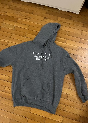 s Beden Gri Baskılı Street Style Sweatshirt