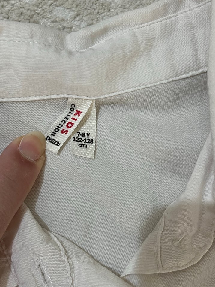 Düğmeli Beyaz kız çocuk Gömlek - Görsel 3