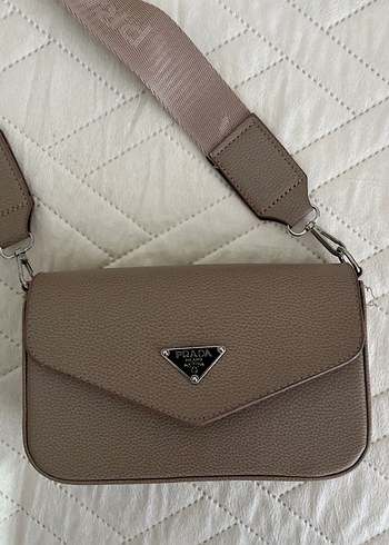 Bej Deri Kadın Çanta Kemer Detaylı - Görsel 2