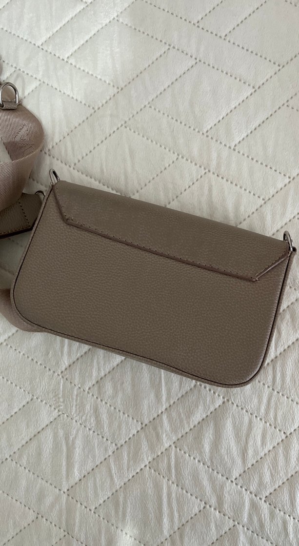 Bej Deri Kadın Çanta  Kemer Detaylı - Görsel 5