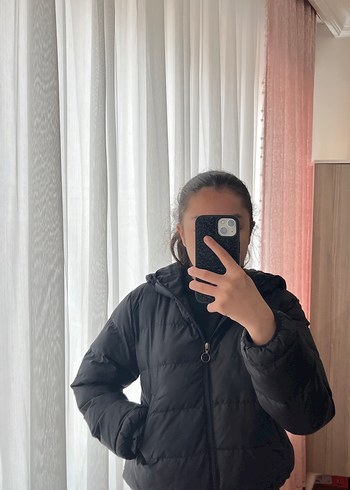 Siyah kız çoçuk Puff Mont Yüksek Yakalı - Görsel 2