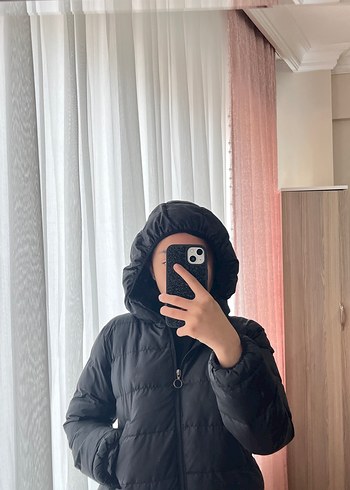 Siyah kız çoçuk Puff Mont Yüksek Yakalı - Görsel 3