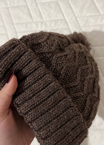 Kahverengi Örgü Kadın Bere - Görsel 2