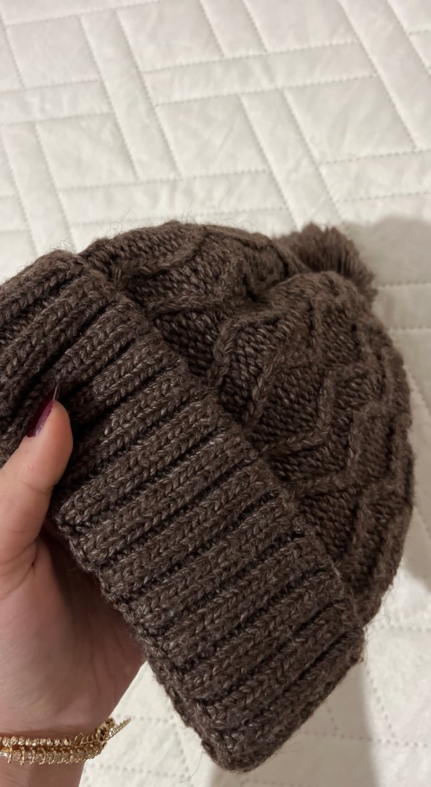 Kahverengi Örgü Kadın Bere - Görsel 2