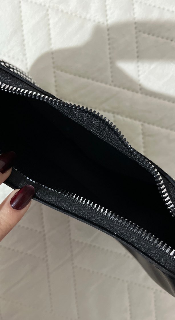 Taşlı Kemerli Siyah Deri  Kadın Çanta - Görsel 5