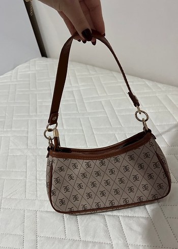 Kahverengi Deri monogrom Desenli Kadın Çanta - Görsel 2