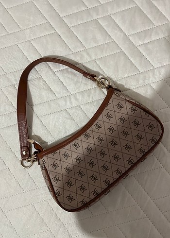Kahverengi Deri monogrom Desenli Kadın Çanta - Görsel 6