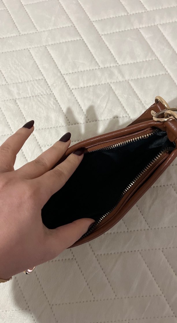 Kahverengi Deri monogrom Desenli Kadın Çanta - Görsel 3