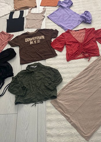 diğer Beden kahverengi Renk Karışık crop elbise Straplez Crop Top 14 adet kıyafet