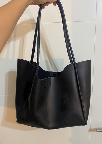 Siyah Minimalist Deri Kadın Çanta shaka