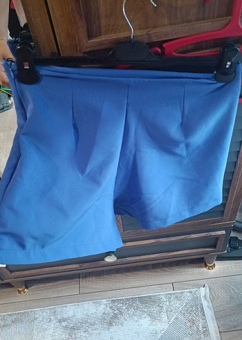 l Beden mavi Renk Düğmeli Mavi Mini şort etek