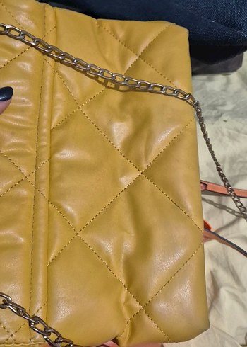 Sarı Deri Fermuarlı Kadın Çantası - Görsel 3