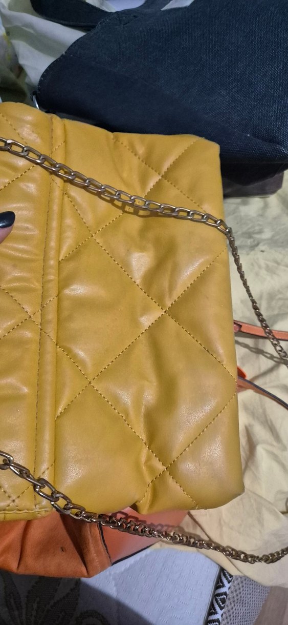 Sarı Deri Fermuarlı Kadın Çantası - Görsel 3
