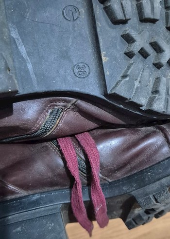 38 Beden bordo Renk Bordo Deri Kadın Dolgu Topuklu Bot