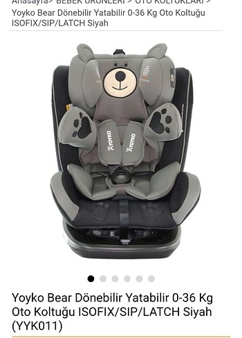 Yoyko Bear 0-36 Kg Dönerli ve Yatabilir Oto Koltuğu