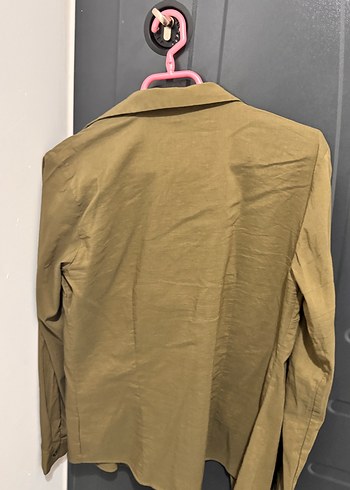 Bej Düğmeli Uzun Kollu Keten Gömlek - Görsel 4