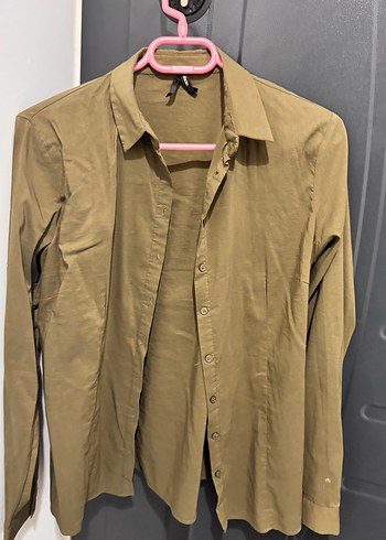 Bej Düğmeli Uzun Kollu Keten Gömlek - Görsel 2