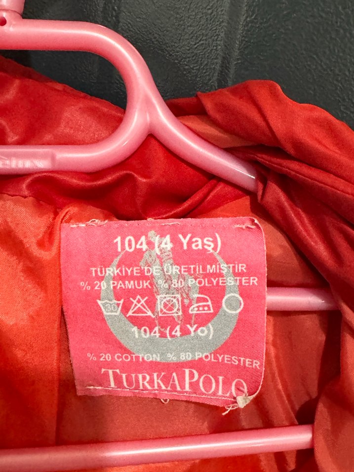 Kırmızı Parlak ünisex  Çocuk Fermuarlı Mont - Görsel 3