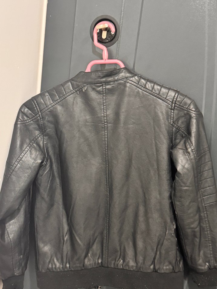 Erkek Siyah Deri Biker Ceket - Görsel 2