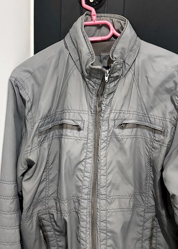 Gri Erkek Sokak Stili Fermuarlı mont - Görsel 3