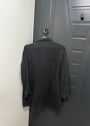 Düğmeli Siyah Denim Kadın Ceket - Görsel 2