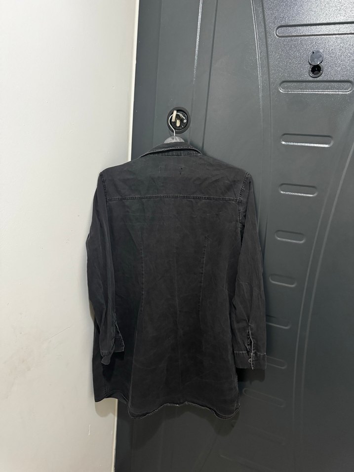 Düğmeli Siyah Denim Kadın Ceket - Görsel 2