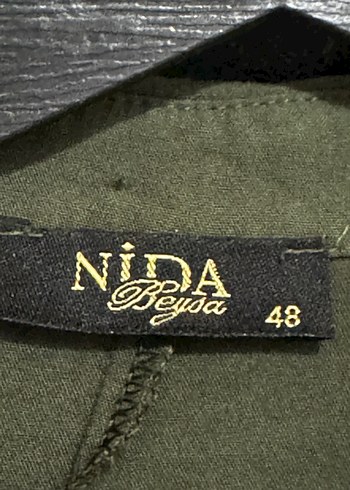 Düğmeli Yeşil Keten Kadın Gömlek - Görsel 3