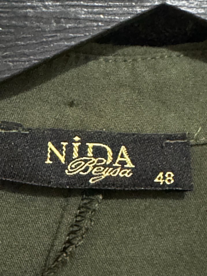 Düğmeli Yeşil Keten Kadın Gömlek - Görsel 3