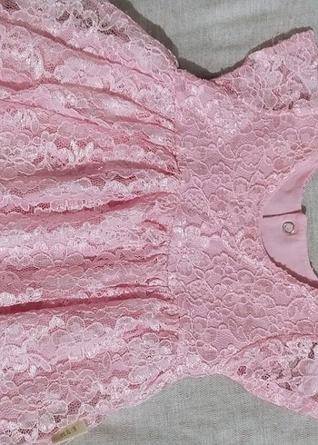 Diğer Kız Çocuk Dantel Detaylı Pembe Elbise