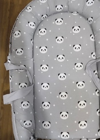 Gri Panda Desenli Bebek Yatak Minderi