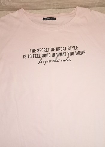 Pembe Slogan Baskılı Kadın T-shirt - Görsel 8