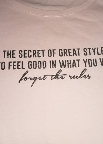 Pembe Slogan Baskılı Kadın T-shirt - Görsel 11